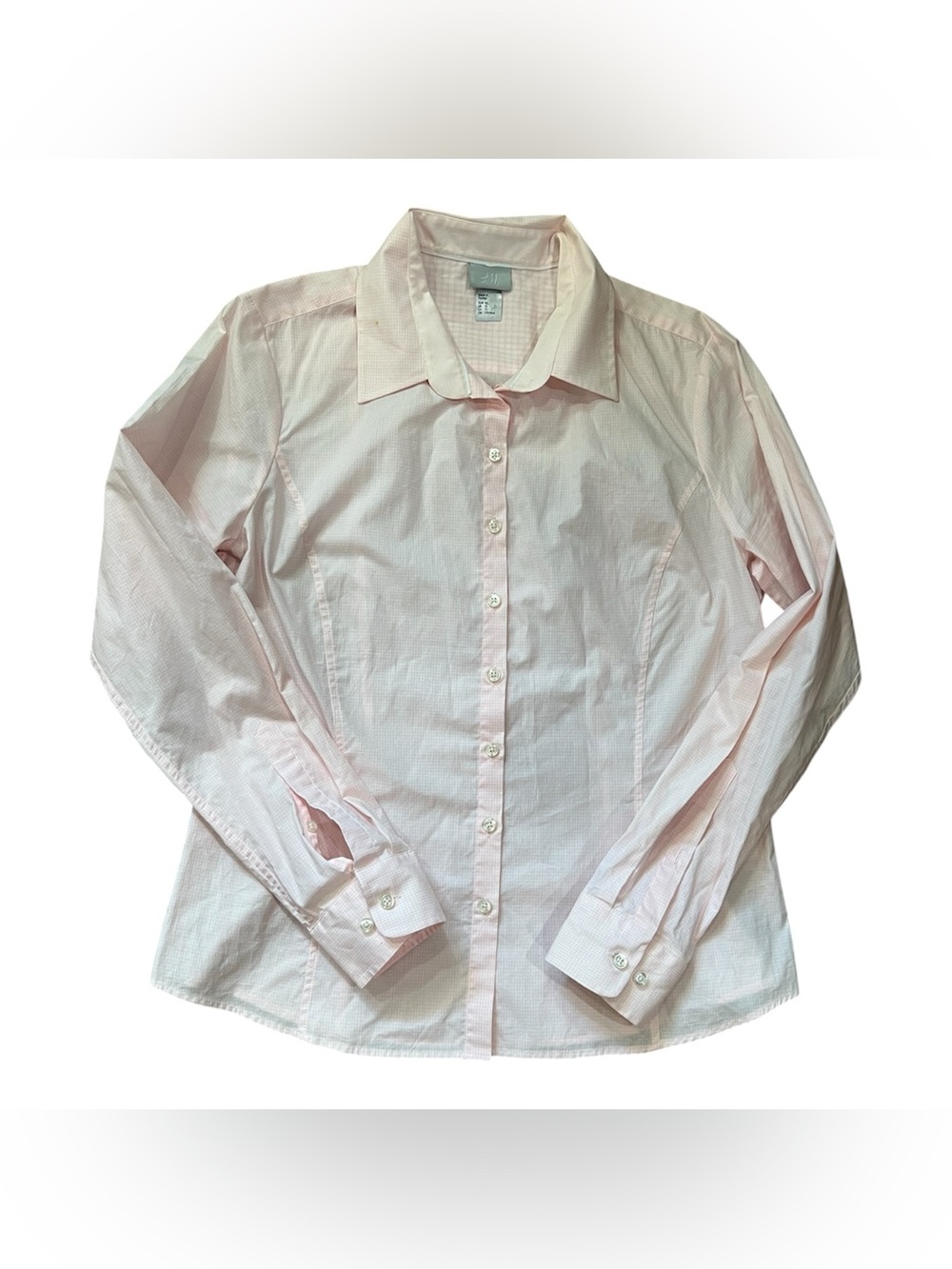 H&M Tailored pink and white plaid button down